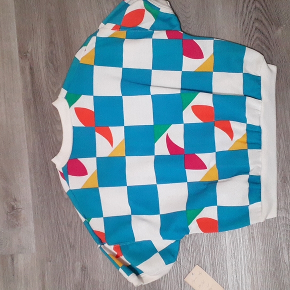 Pepsi 80s Women's Girls Neon Geometric Crop Top Costume Design Deadstock - Picture 7 of 11